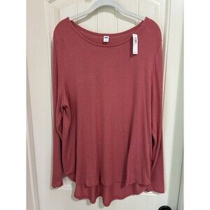 NEW Old Navy XL Women Crewneck Long Sleeve Tee T-shirt Rose Pink